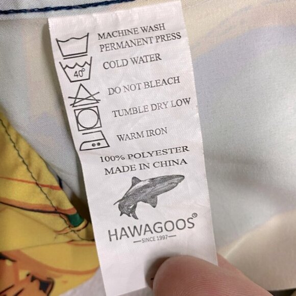 Hawagoos Yellow Green Banana Print Casual Short Sleeve Button Up Shirt L - Picture 5 of 14